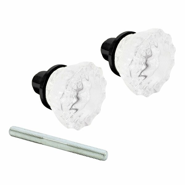 Prime-Line Mortise Style Fluted Glass Door Knobs, Features 2 In. Outside Diameter Knobs, Matte Black 1 Set E 28318